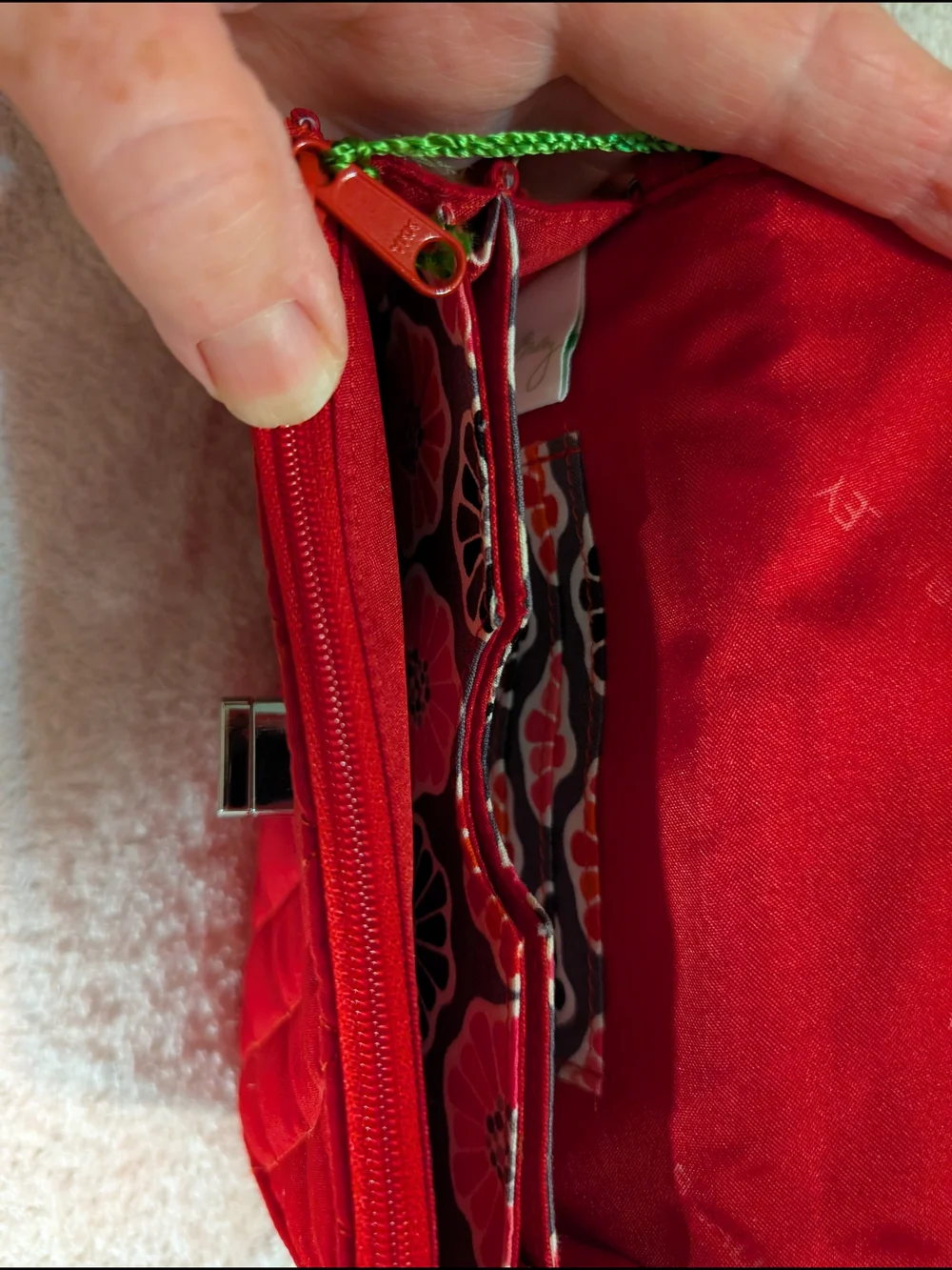 Vera Bradley Crimson Quilted Wristlet with Turn-Lock
